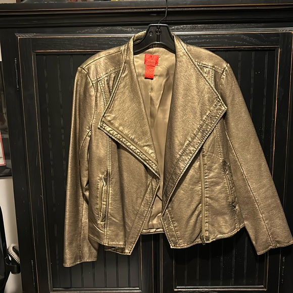 GOLD/BRONZE FAUX LEATHER JACKET - Picture 1 of 7